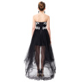 Grace Karin Ladies Strapless Deep V Neck High Low Tulle Duas peças Black Prom Dress CL6191